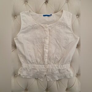 Y2K White Sleeveless Button Down sz M (S)